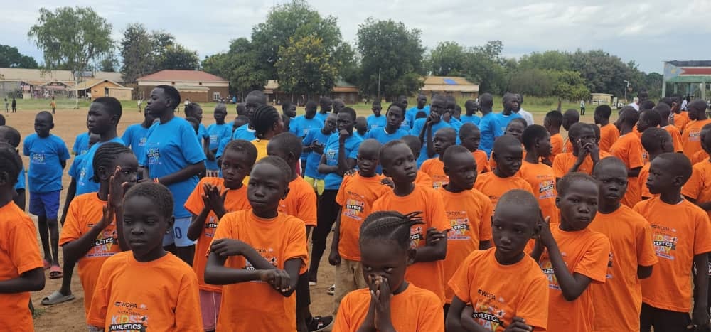 Kids' Athletics program in Torit, South Sudan — children participating in athletics training